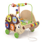 VIGA 4-in-1 Wooden Hedgehog Pull Toy & Activity Center for Toddlers
