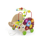 VIGA 4-in-1 Wooden Hedgehog Pull Toy & Activity Center for Toddlers