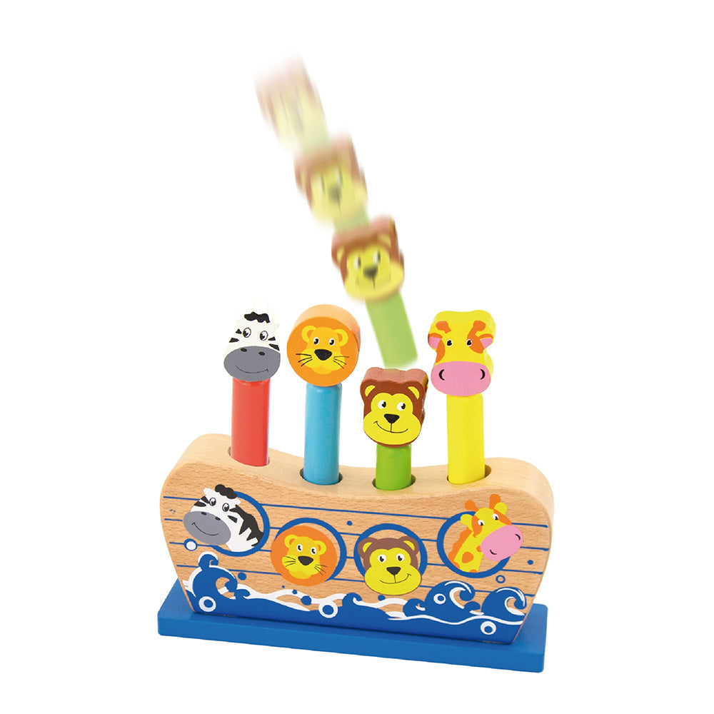 Viga Noah's Ark Pop-Up Animals - 5-Piece Wooden Fine Motor Action Toy