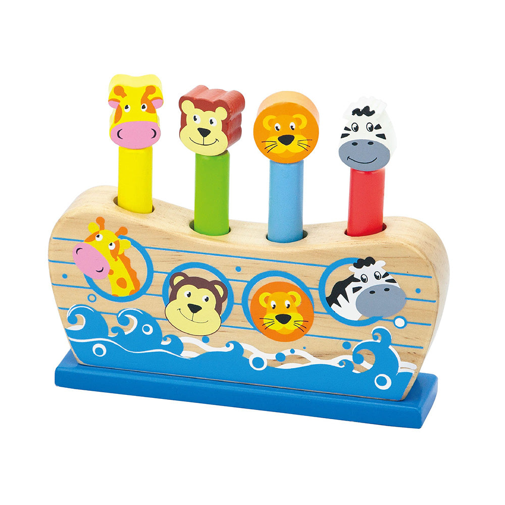 Viga Noah's Ark Pop-Up Animals - 5-Piece Wooden Fine Motor Action Toy