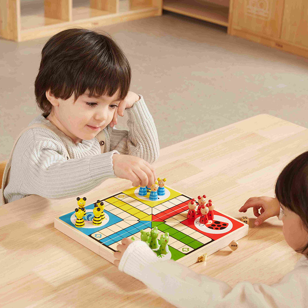 Viga Wooden Insect Folding Ludo Game - 20pc Portable Travel Set