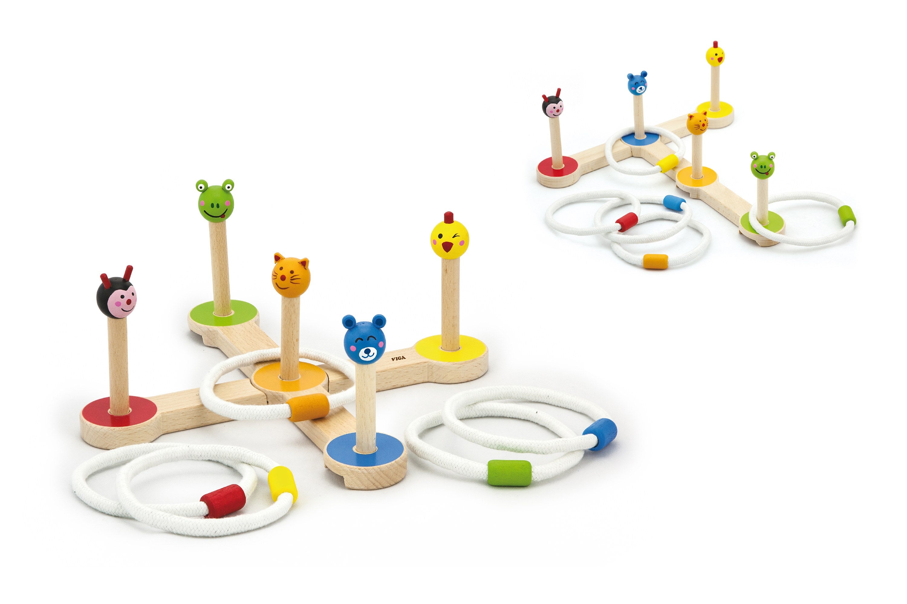 Viga Wooden Animal Ring Toss Game - 12-Piece Adjustable Indoor/Outdoor Activity Set