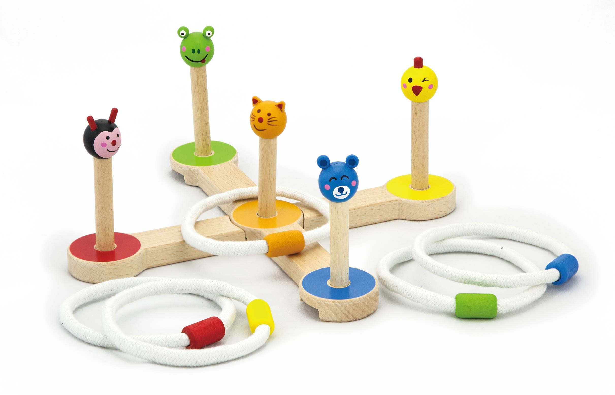 Viga Wooden Animal Ring Toss Game - 12-Piece Adjustable Indoor/Outdoor Activity Set