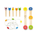 Viga Wooden Animal Ring Toss Game - 12-Piece Adjustable Indoor/Outdoor Activity Set
