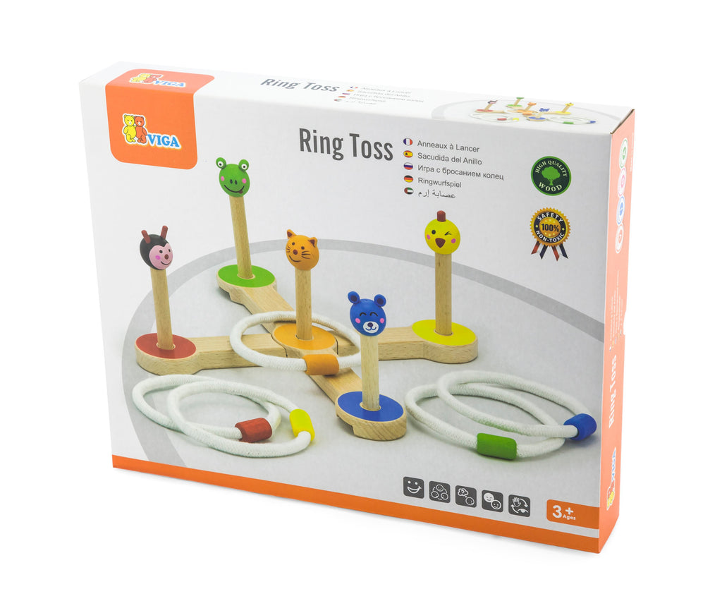 Viga Wooden Animal Ring Toss Game - 12-Piece Adjustable Indoor/Outdoor Activity Set