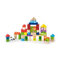 Viga 50-Piece Wooden Farm Building Blocks - Colorful Montessori Construction Set