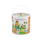 Viga 50-Piece Wooden Zoo Building Blocks - Colorful Montessori Safari Set