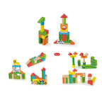 Viga 50-Piece Wooden Zoo Building Blocks - Colorful Montessori Safari Set