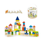Viga 75-Piece Wooden City Building Blocks - Multi-Theme Montessori Construction Set
