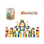 Viga 100-Piece Classic Colorful Wooden Blocks - Montessori Open-Ended Construction Set