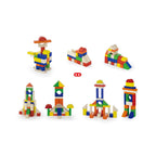 Viga 100-Piece Classic Colorful Wooden Blocks - Montessori Open-Ended Construction Set