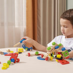 Viga 68-Piece Wooden Construction Set - Junior Mechanic STEM Toolbox with Wrench & Screwdriver