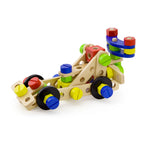 Viga 68-Piece Wooden Construction Set - Junior Mechanic STEM Toolbox with Wrench & Screwdriver