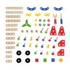 Viga 68-Piece Wooden Construction Set - Junior Mechanic STEM Toolbox with Wrench & Screwdriver