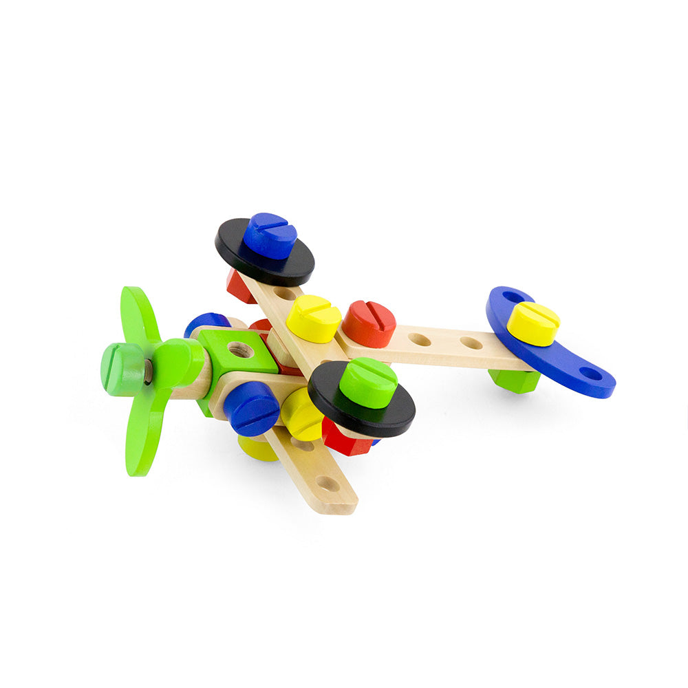 Viga 48-Piece Junior Mechanic Construction Set - Wooden STEM Nut & Bolt Starter Kit