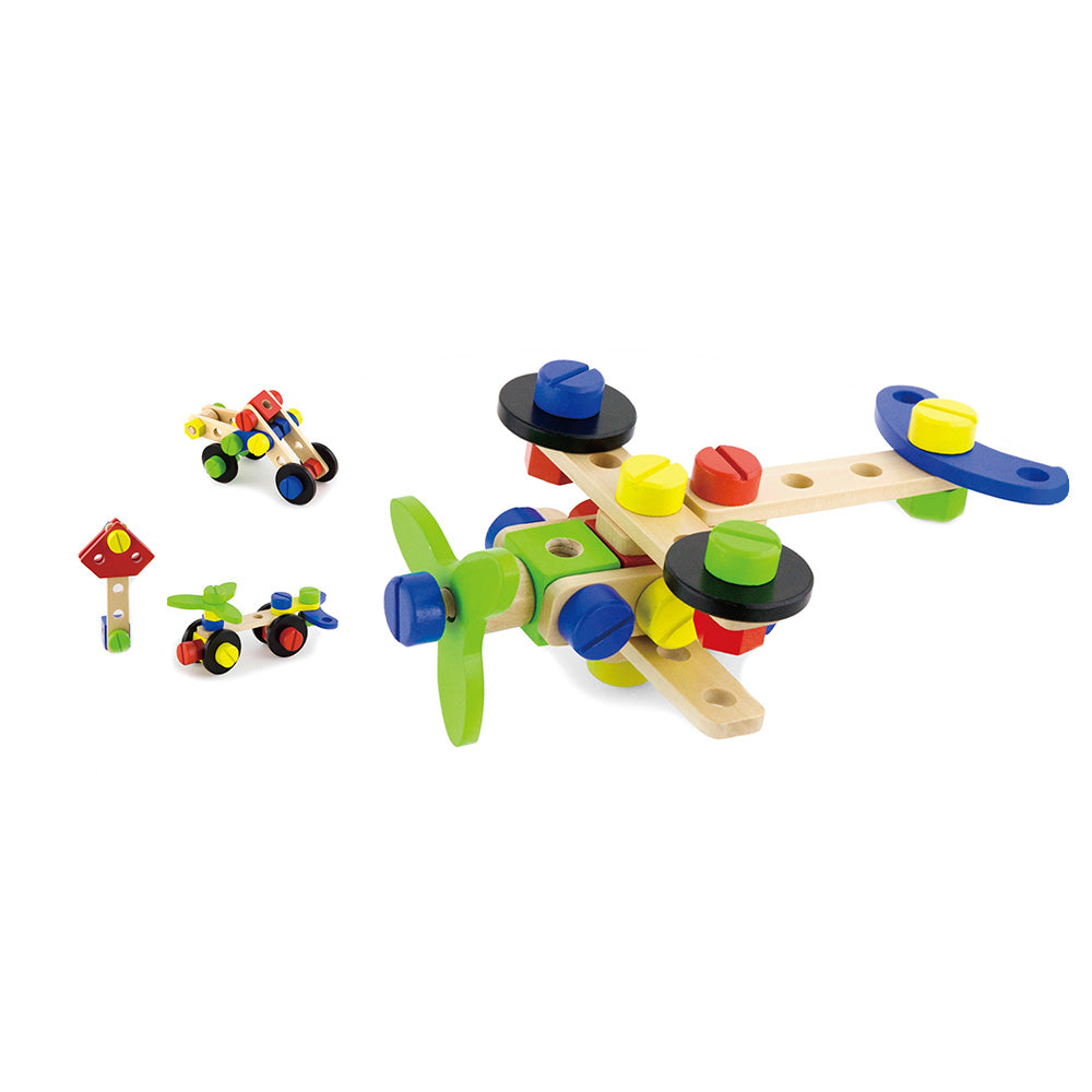 Viga 48-Piece Junior Mechanic Construction Set - Wooden STEM Nut & Bolt Starter Kit