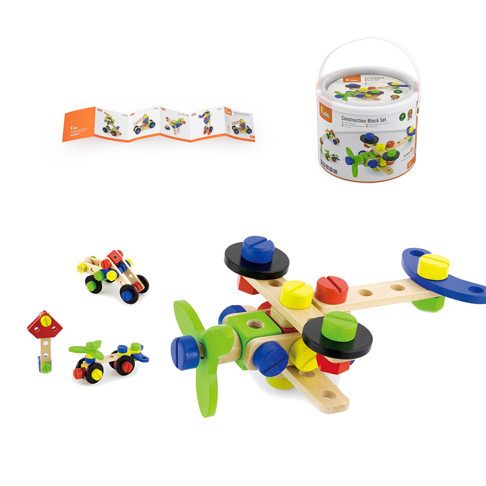 Viga 48-Piece Junior Mechanic Construction Set - Wooden STEM Nut & Bolt Starter Kit
