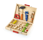 Viga 10-Piece Master Carpenter's Wooden Tool Case - Realistic Hand Tool Play Set