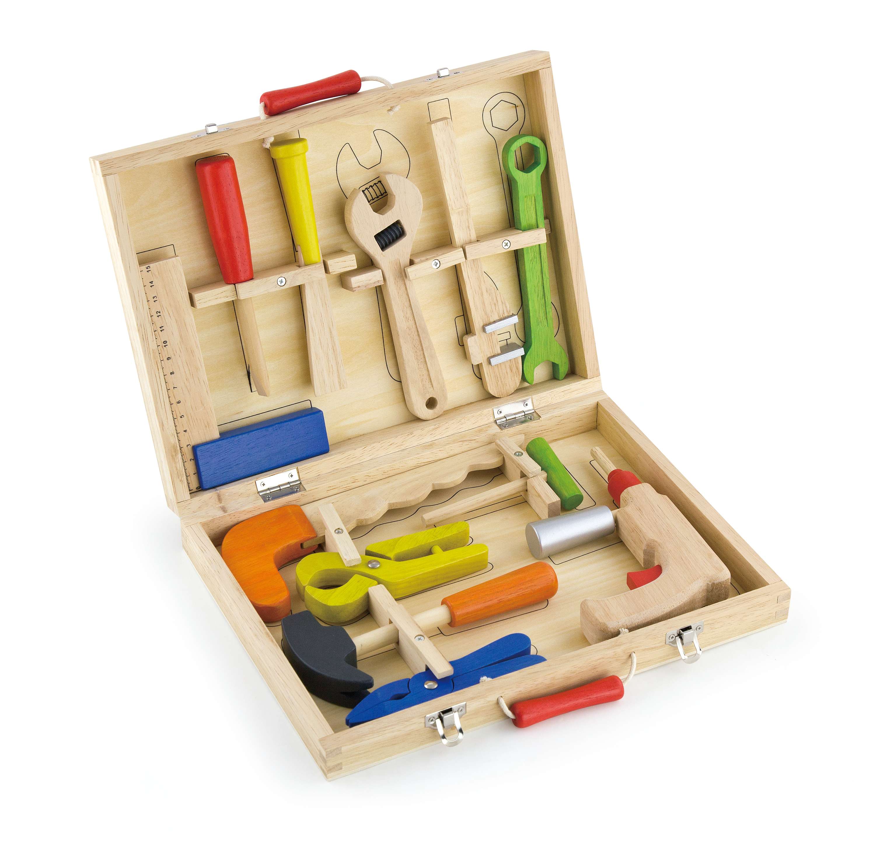 Viga 12-Piece Ultimate Handyman Wooden Tool Case - Deluxe STEM Engineering Play Set