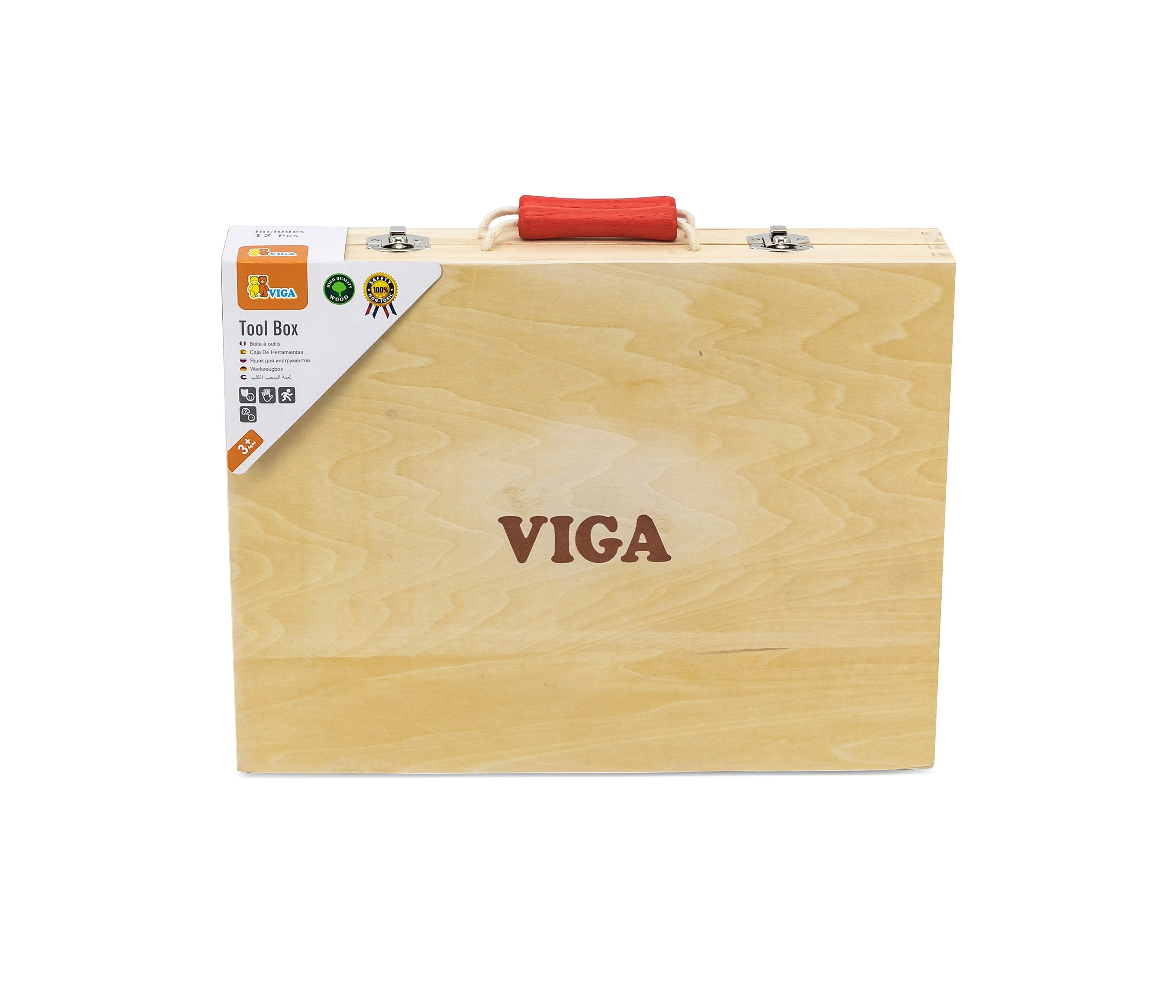 Viga 12-Piece Ultimate Handyman Wooden Tool Case - Deluxe STEM Engineering Play Set