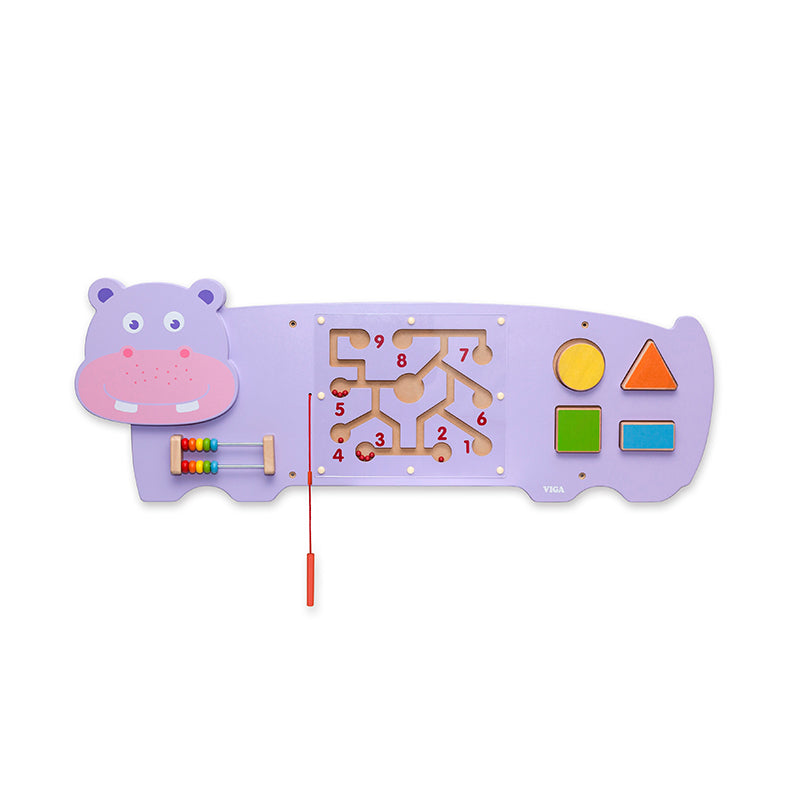 Viga 91cm Hippo Activity Wall Toy - Montessori Sensory Wall Center