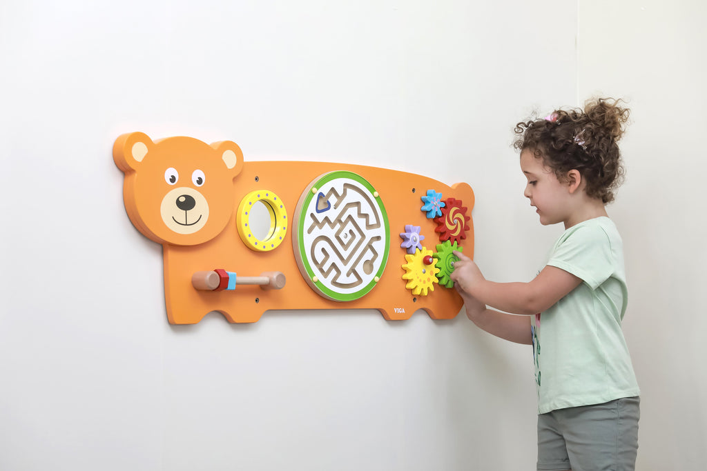 Viga 91cm Bear Activity Wall Toy - Montessori Sensory Discovery Center