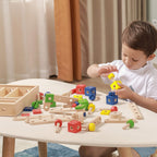 Viga 54-Piece Wooden Nut & Bolt Construction Set - Junior Engineer STEM Toolbox