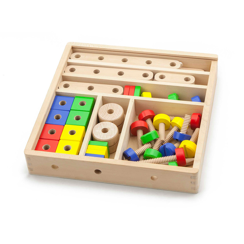 Viga 54-Piece Wooden Nut & Bolt Construction Set - Junior Engineer STEM Toolbox