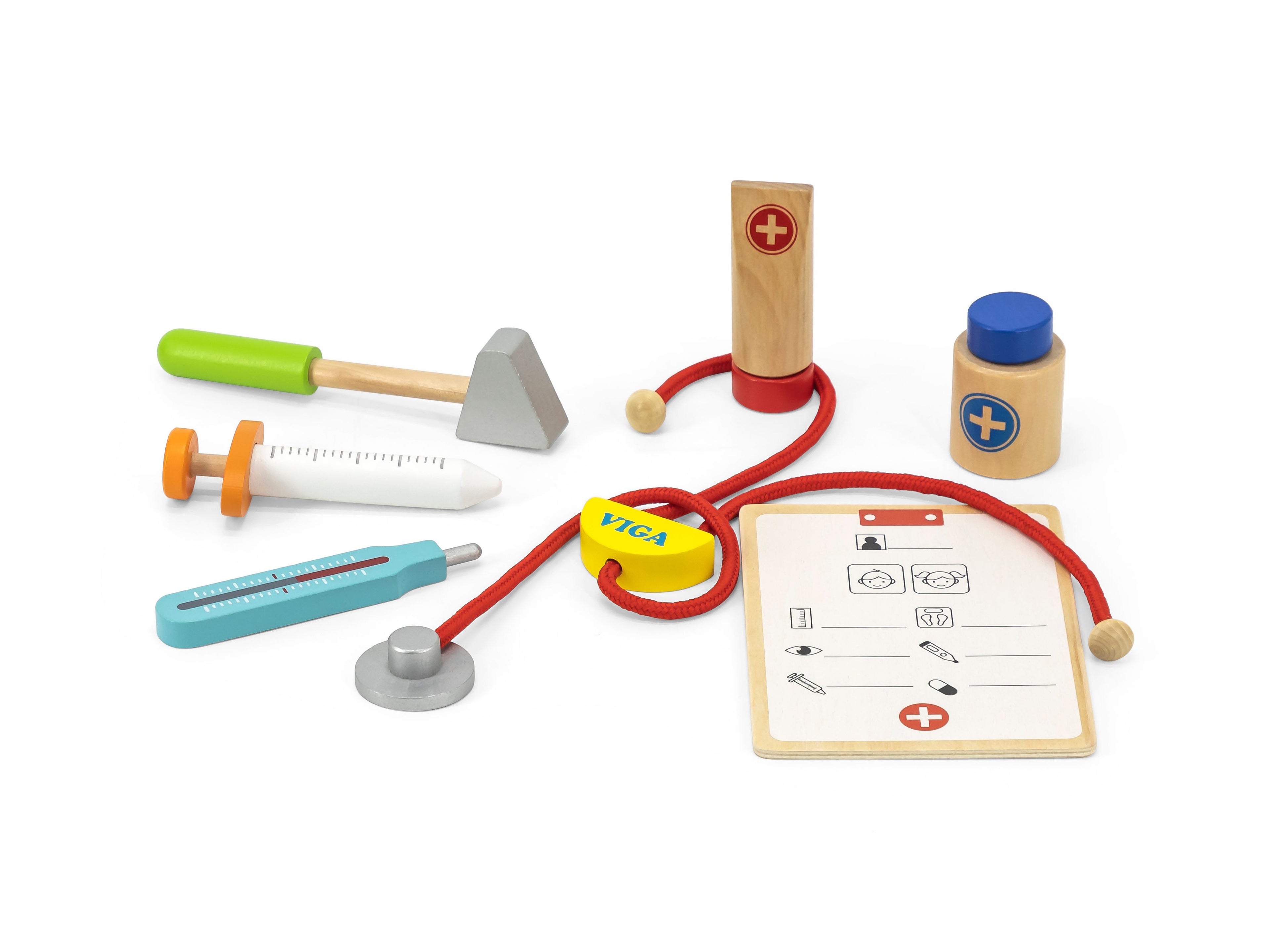 Viga Wooden Doctor¡¯s Medical Kit - 11pc Pretend Play Set with Carry Case