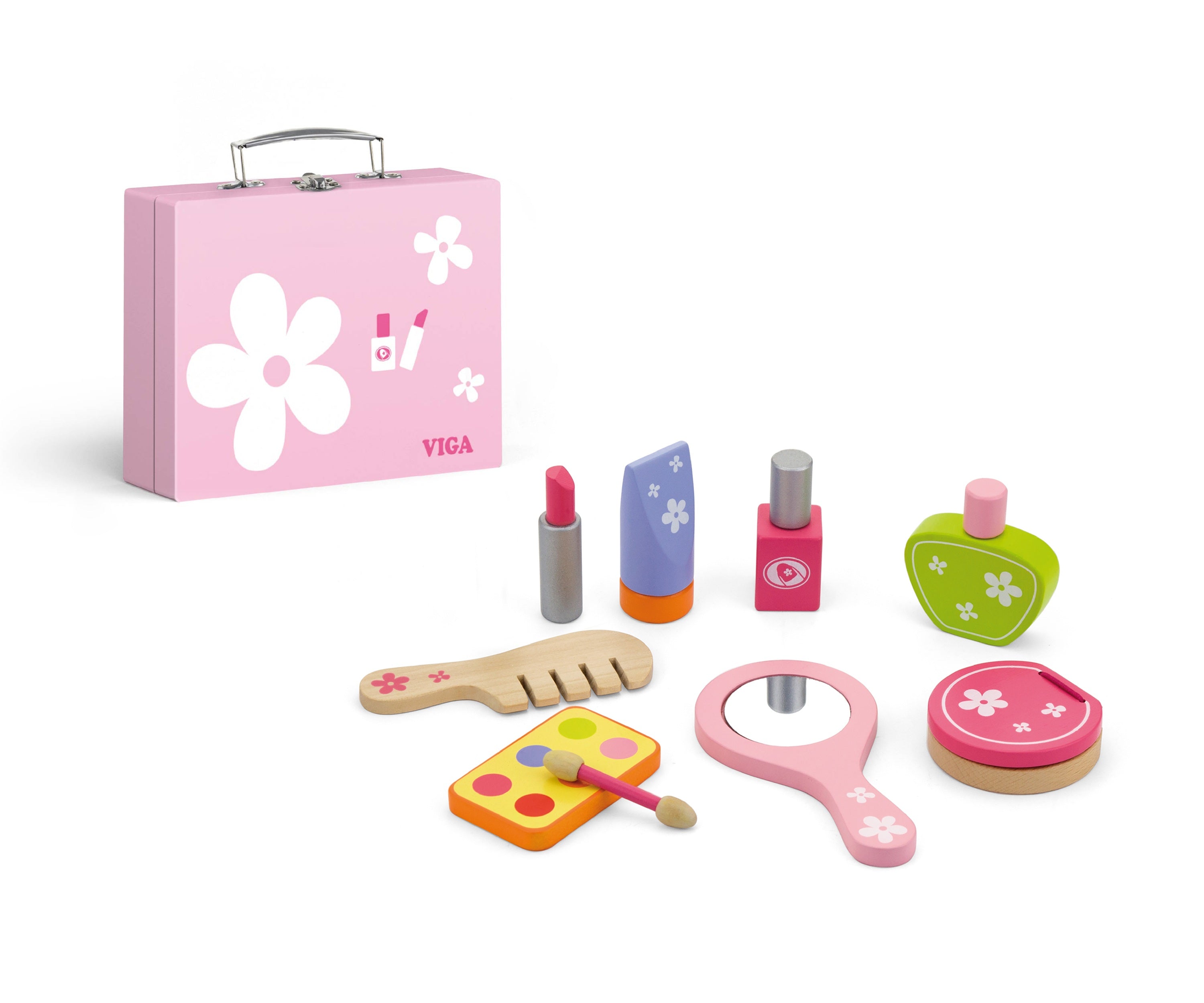 Viga Wooden Little Princess Vanity Case - 11pc Pretend Play Beauty Set