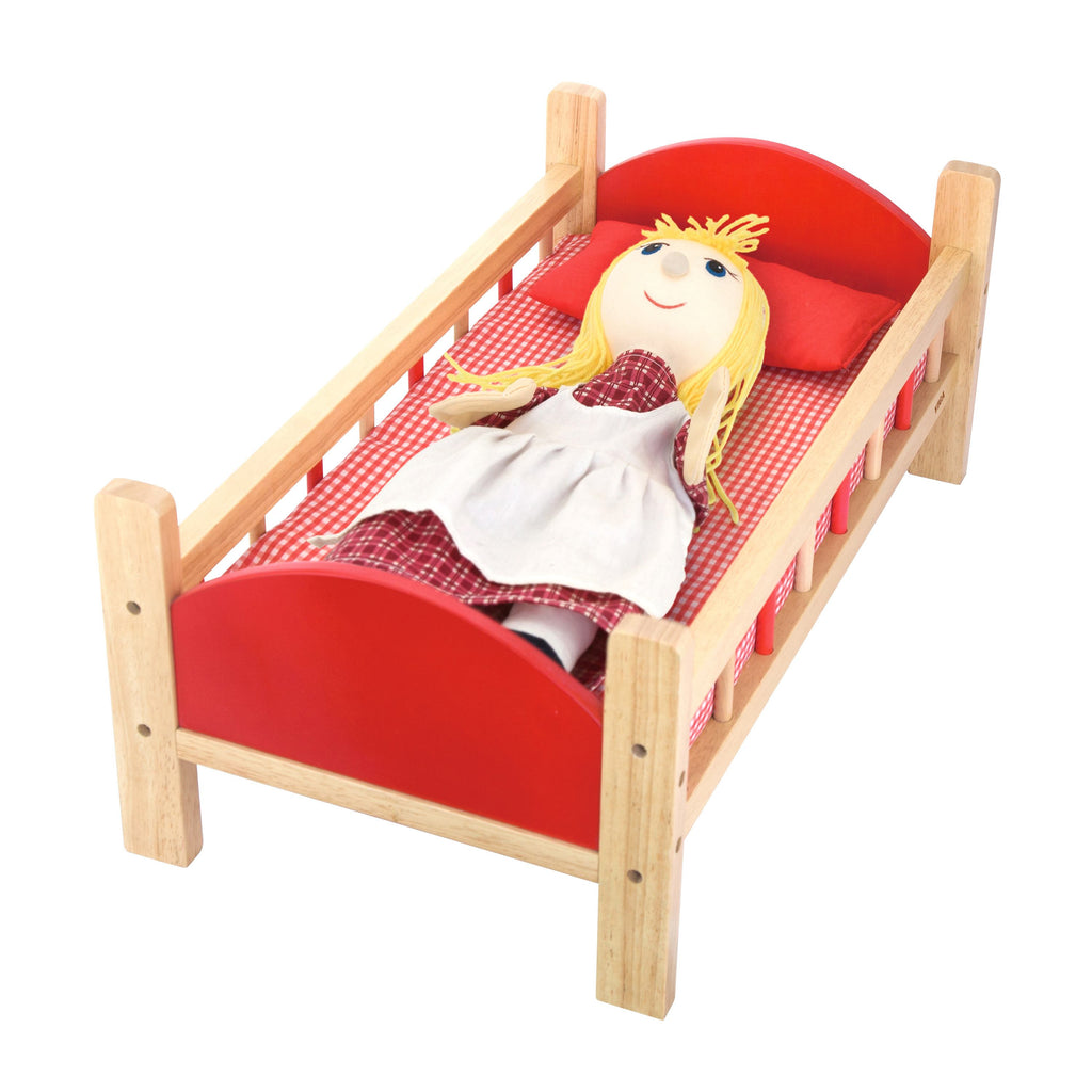 Viga Premium Wooden Doll Bed with Mattress & Pillow - Montessori Nurturing Toy