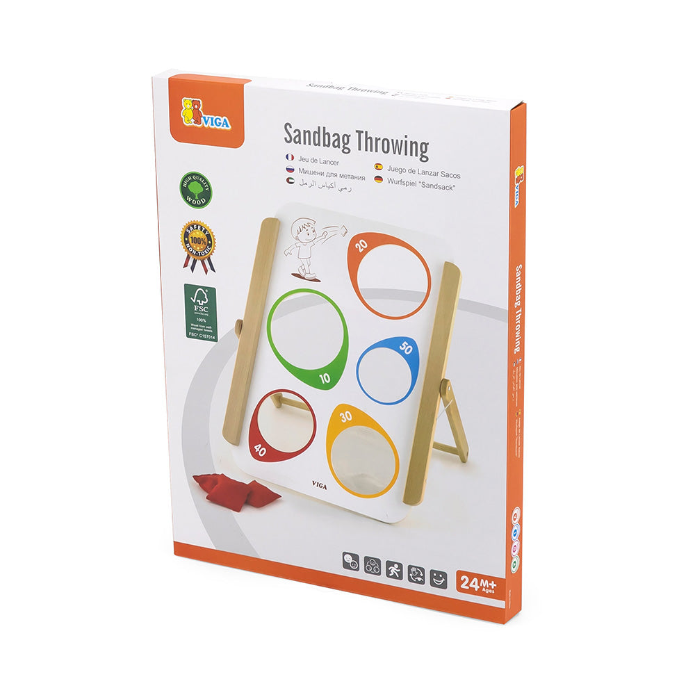 Viga Wooden Bean Bag Toss Game - Foldable Scoring Activity Set for Kids