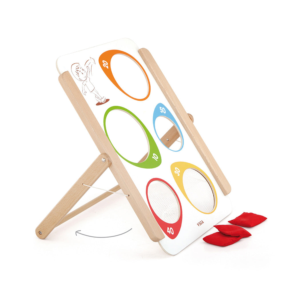 Viga Wooden Bean Bag Toss Game - Foldable Scoring Activity Set for Kids