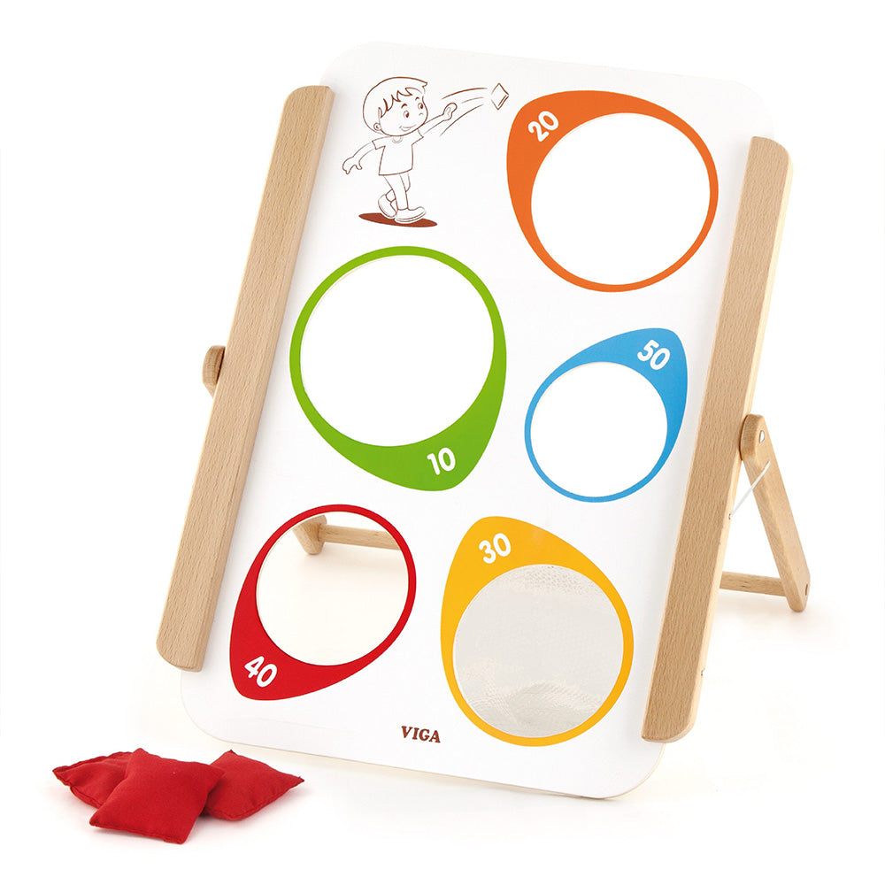 Viga Wooden Bean Bag Toss Game - Foldable Scoring Activity Set for Kids