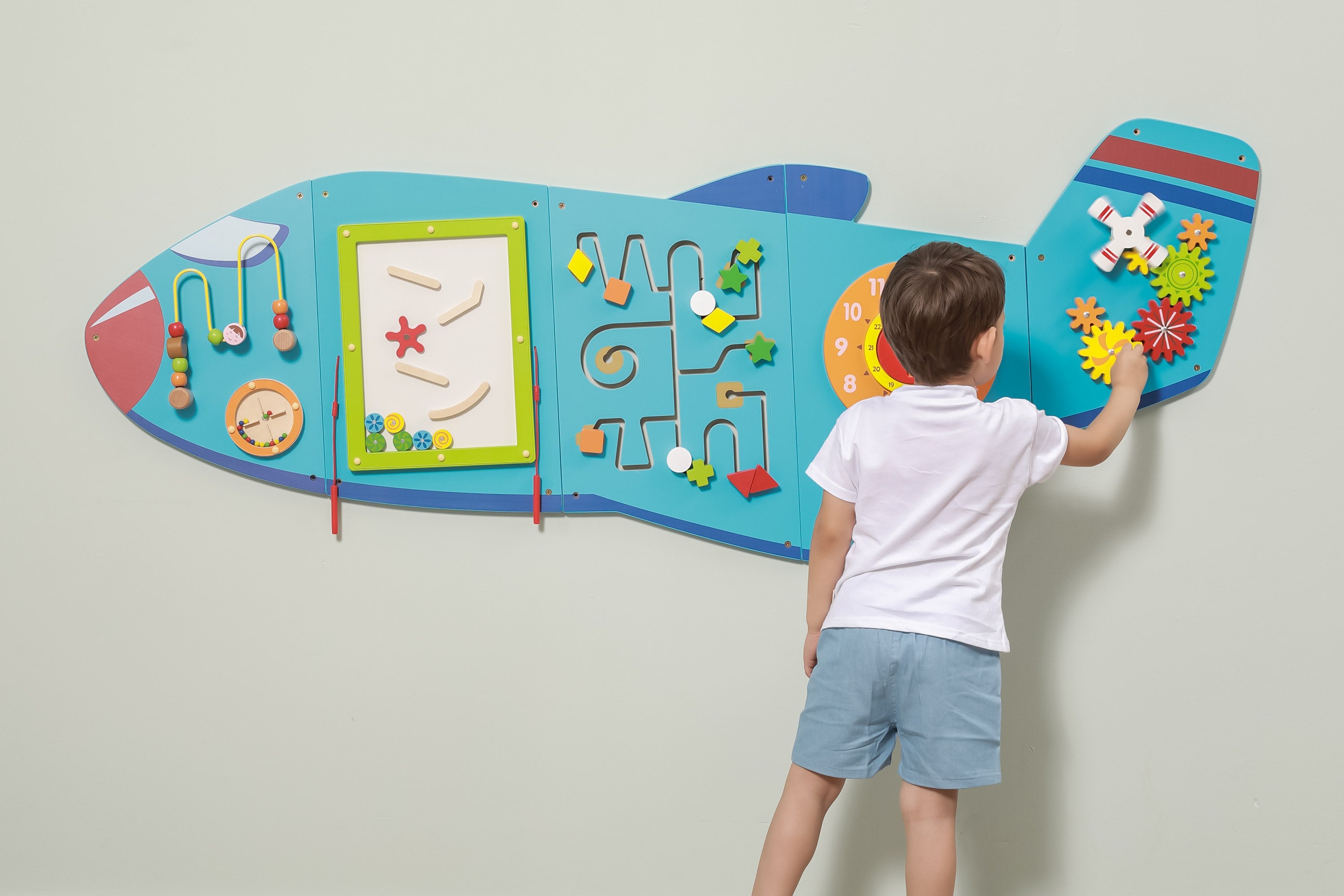 Viga Airplane 5-Piece Wall Toy - Large Montessori Sensory Activity Center for Kids