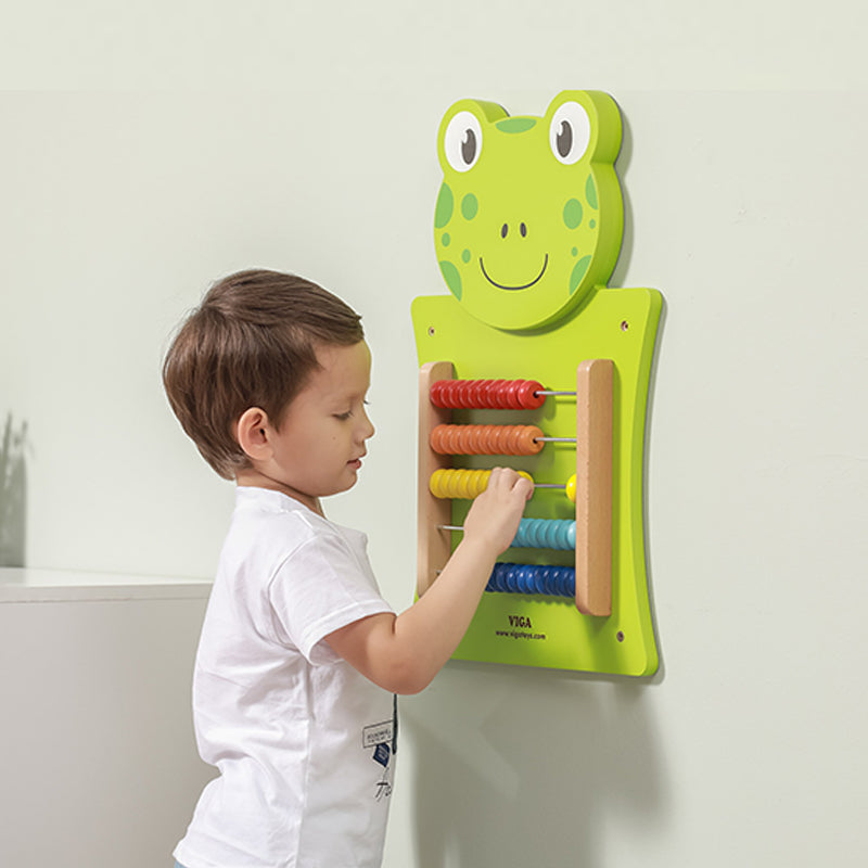 Viga Wooden Frog Abacus Wall Toy - 50-Bead Mathematical Sensory Activity Board