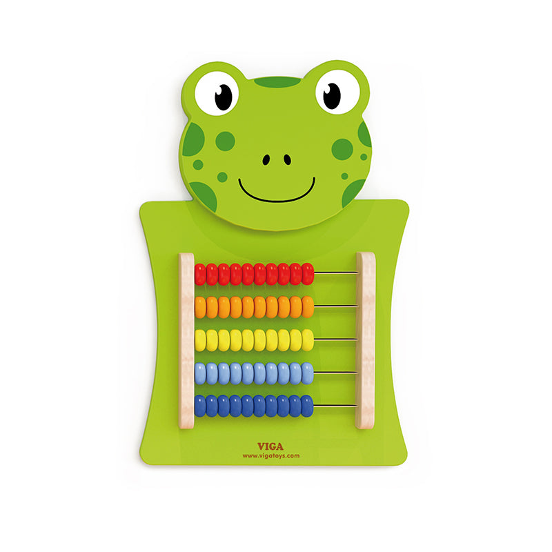 Viga Wooden Frog Abacus Wall Toy - 50-Bead Mathematical Sensory Activity Board