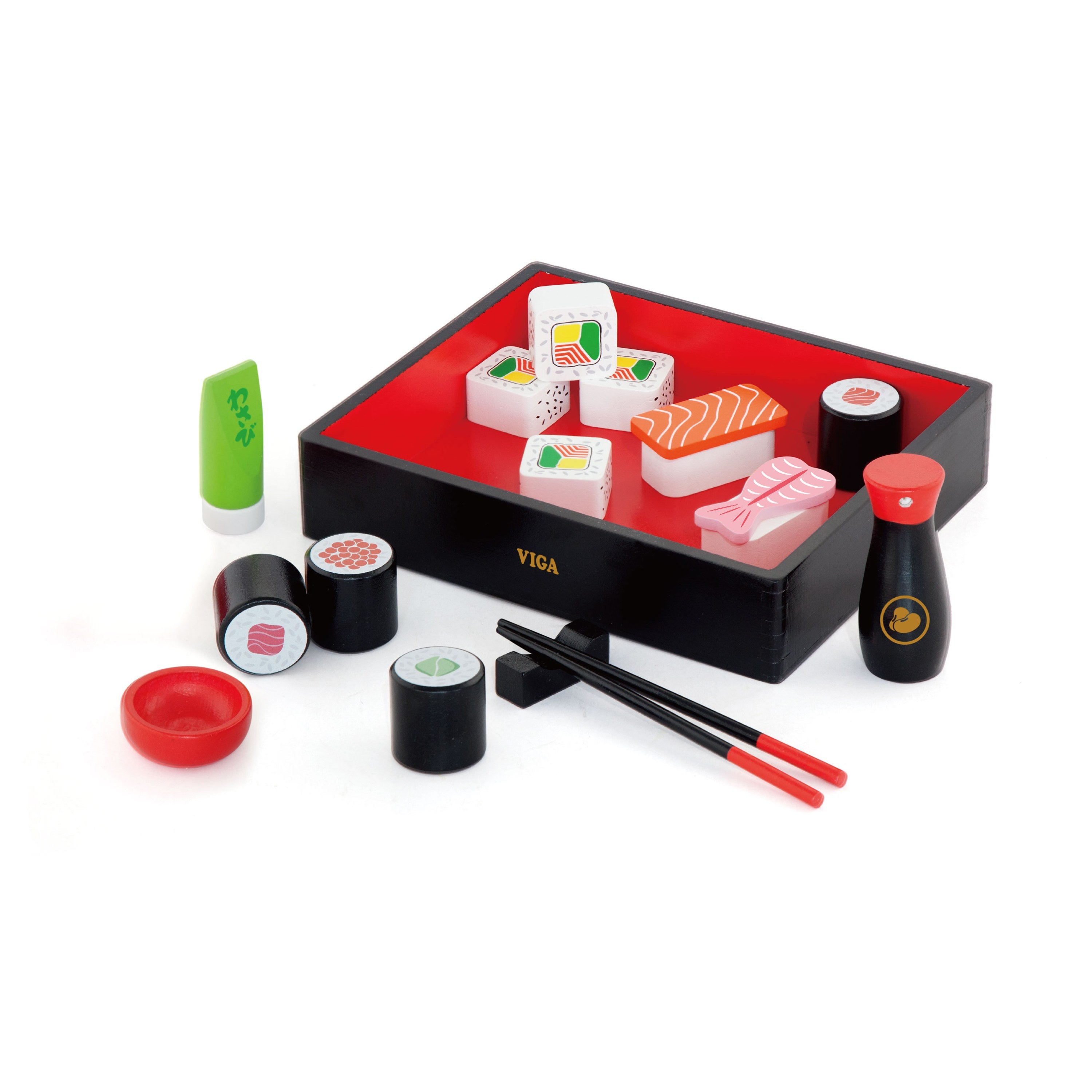 Viga Wooden Sushi Role-Play Set - 15-Piece Montessori Cultural Food Toy