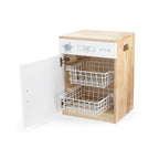 Viga Modern White Wooden Play Dishwasher - Rubberwood Unit with 2 Metal Racks
