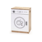 Viga Modern White Wooden Play Dishwasher - Rubberwood Unit with 2 Metal Racks