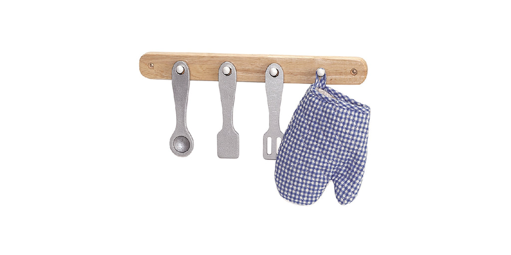 Viga Modern White Wooden Play Stove & Oven - 16mm Rubberwood Unit with Integrated Hooks