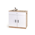 Viga Modern White Wooden Play Sink - 16mm Rubberwood Unit with Double Storage Doors