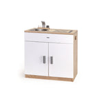 Viga Modern White Wooden Play Sink - 16mm Rubberwood Unit with Double Storage Doors