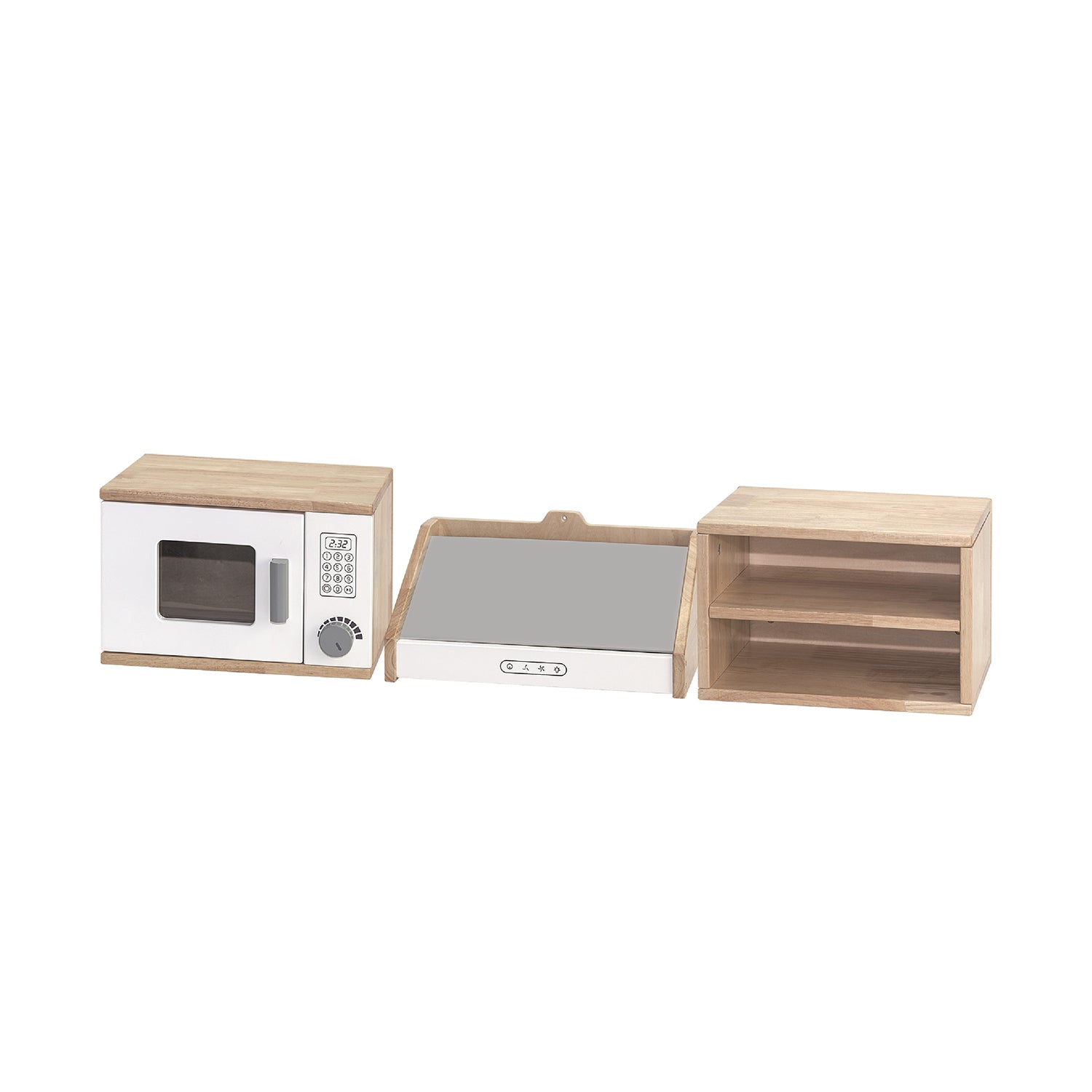 Viga Modern White Wooden Kitchen Wall Unit - 1.1m Microwave, Hood & Cabinet Set