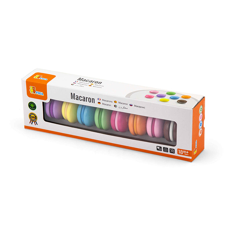 Viga 8-Piece Wooden Macarons Set - Montessori DIY Color Mix & Match Toy