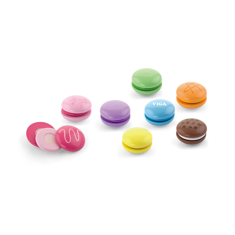 Viga 8-Piece Wooden Macarons Set - Montessori DIY Color Mix & Match Toy