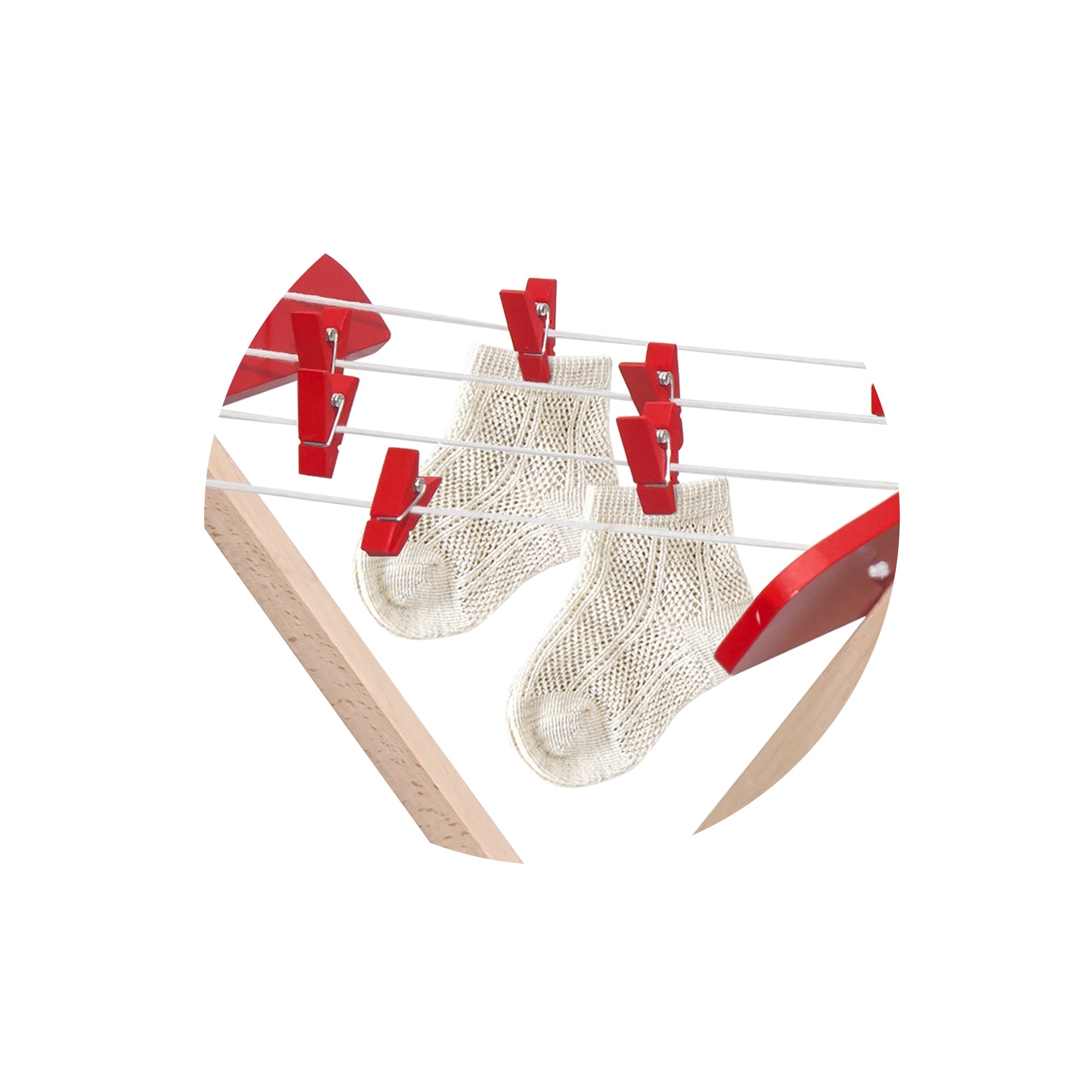 Viga Wooden Clothes Drying Rack with 8 Pegs - Montessori Practical Life Skill Toy