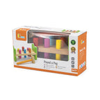 Viga Classic Wooden Pounding Bench - 8-Piece Color Sorting Hammer Toy with Friction Rings