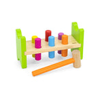 Viga Classic Wooden Pounding Bench - 8-Piece Color Sorting Hammer Toy with Friction Rings