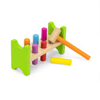 Viga Classic Wooden Pounding Bench - 8-Piece Color Sorting Hammer Toy with Friction Rings